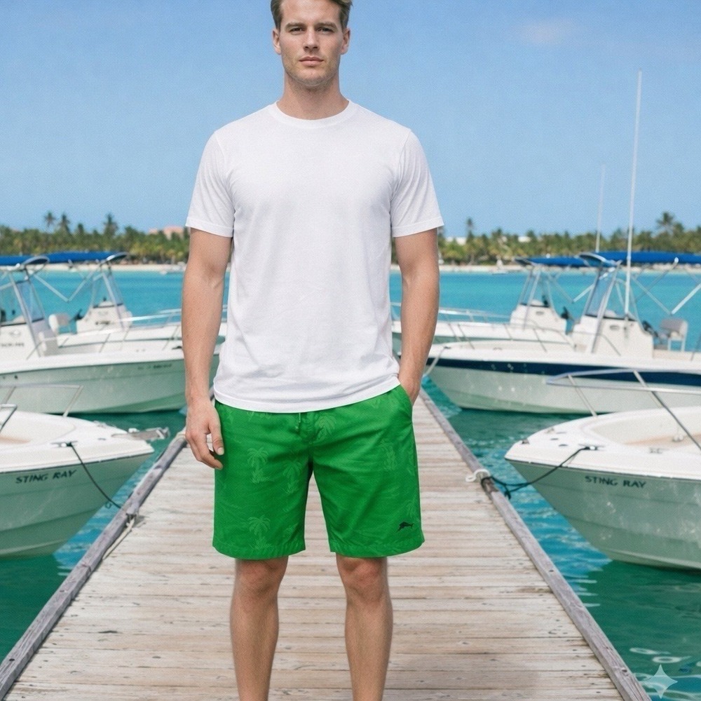 Tommy Bahama Men's Green Bathing Suit Swim Trunks preppy casual